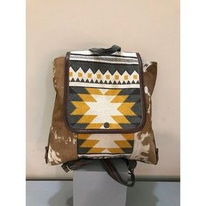 BOHO Western Myra Bag Genuine Cowhide & Repurposed Rug Backpack SUPER CUTE!